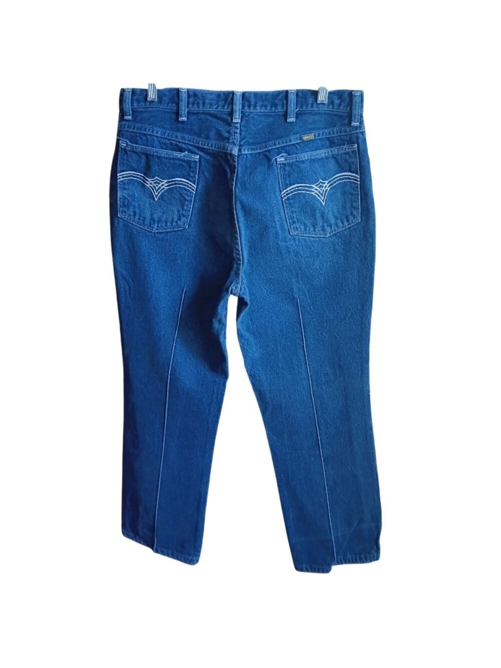 True Vintage Disco Jeans 34x29 80's MAVERICK DISCO RAW DENIM CREASED STRAIGHT